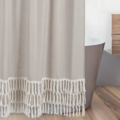 Botanical Leaf Linen Shower Curtain Beige - Sweet Jojo Designs -Kids House GUEST 45a446cd 8f82 4406 96cc 21999ffa949b