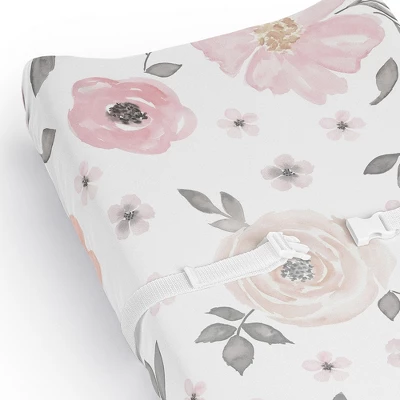 Sweet Jojo Designs Girl Changing Pad Sheet Watercolor Floral Pink And Grey 5 Sweet Jojo Designs Girl Changing Pad Sheet Watercolor Floral Pink And Grey - Image 3