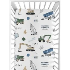 Sweet Jojo Designs Boy Baby Fitted Crib Sheet Construction Truck Green And Blue Collection -Kids House GUEST 47824ac1 d071 4249 8777 dab6efed993e