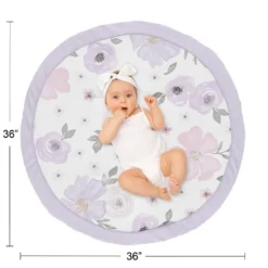 Sweet Jojo Designs Girl Baby Tummy Time Playmat Watercolor Floral Purple Pink And Grey -Kids House GUEST 47bf60d2 1206 4a8e af84 bbd8e282aecc