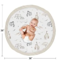 Sweet Jojo Designs Boy Or Girl Gender Neutral Unisex Baby Tummy Time Playmat Serengeti Animals Taupe Grey And White -Kids House GUEST 4a963b1b 9d50 4df9 a036 20cb245597c4