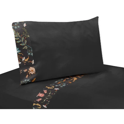 Sweet Jojo Designs Girl Toddler Bedding Set Boho Floral Wildflower Orange Black And Blue 5pc 6 Sweet Jojo Designs Girl Toddler Bedding Set Boho Floral Wildflower Orange Black And Blue 5pc - Image 4