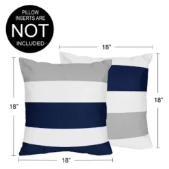 Sweet Jojo Designs Boy, Girl, Unisex/Gender Neutral Decorative Throw Pillow Covers 18in. (Pillow Inserts Not Included) Stripe Blue Grey And White 2pc -Kids House GUEST 4cf98ea4 de00 44d5 86b0 88a611c25f36