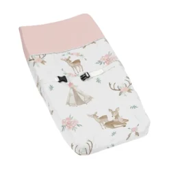 Sweet Jojo Designs Girl Changing Pad Cover Deer Floral Pink Taupe And Green -Kids House GUEST 4d9ad8df cb27 40d9 9434 900bccd5680b