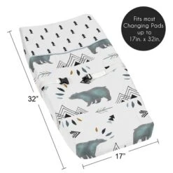Sweet Jojo Designs Changing Pad Cover Boy Bear Mountain Blue Black And White -Kids House GUEST 4dcc21bb d266 4822 ad93 3862610c3e36
