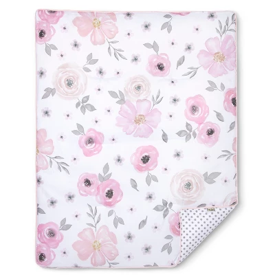 Sweet Jojo Designs Crib Bedding Set - Watercolor Floral - 11pc Pink/Gray 3 Sweet Jojo Designs Crib Bedding Set - Watercolor Floral - 11pc Pink/Gray