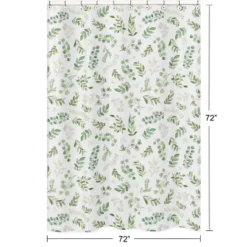 Sweet Jojo Designs Shower Curtain 72in.x72in. Botanical Green And White -Kids House GUEST 5232ca90 8b91 4432 8ac7 333c128c90c4