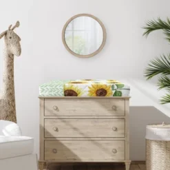 Sweet Jojo Designs Girl Changing Pad Cover Sunflower Yellow And Green