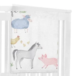 Sweet Jojo Designs Boy Or Girl Gender Neutral Unisex Milestone Swaddle Baby Blanket Farm Animals
