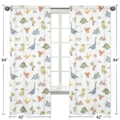 Sweet Jojo Designs Boy Window Curtain Panels Drapes 84in. Watercolor Dinosaur Dino Multicolor -Kids House GUEST 5498e5ff be66 4a76 9ec4 5e8f45bb408a