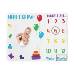 Sweet Jojo Designs Gender Neutral Unisex Baby Milestone Blanket Here I Grow Multicolor -Kids House GUEST 5551c5b0 6a32 4c72 a849 92ef10f6674d