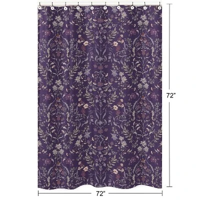 Sweet Jojo Designs Shower Curtain 72in.x72in. Boho Floral Wildflower Plum Purple And Teal 6 Sweet Jojo Designs Shower Curtain 72in.x72in. Boho Floral Wildflower Plum Purple And Teal - Image 4