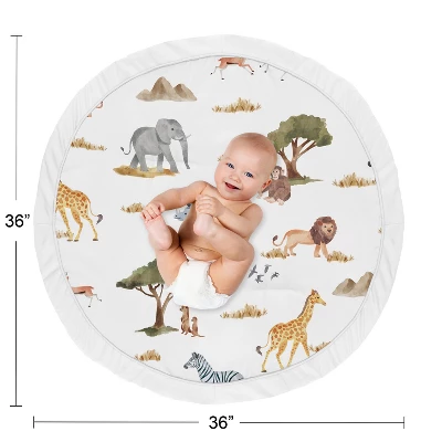 Sweet Jojo Designs Boy Or Girl Gender Neutral Unisex Baby Tummy Time Playmat Jungle Animals Yellow Orange And White 5 Sweet Jojo Designs Boy Or Girl Gender Neutral Unisex Baby Tummy Time Playmat Jungle Animals Yellow Orange And White - Image 3