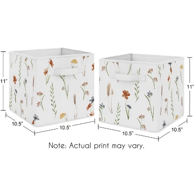 Sweet Jojo Designs Girl Fabric Storage Bins Set Watercolor Floral Garden Green Blue And Orange 4 Sweet Jojo Designs Girl Fabric Storage Bins Set Watercolor Floral Garden Green Blue And Orange - Image 2