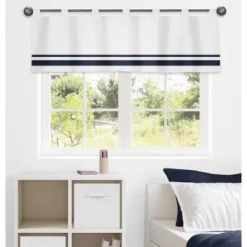 Sweet Jojo Designs Window Valance Treatment 54in. Hotel White And Blue -Kids House GUEST 5aaede86 25a2 4baf 8ee0 6a98a1db8f22
