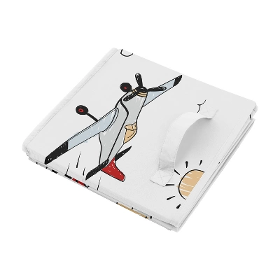 Sweet Jojo Designs Boy Set Of 2 Kids' Decorative Fabric Storage Bins Airplane Red Blue And Grey 5 Sweet Jojo Designs Boy Set Of 2 Kids' Decorative Fabric Storage Bins Airplane Red Blue And Grey - Image 3