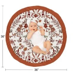 Sweet Jojo Designs Girl Baby Tummy Time Playmat Boho Floral Wildflower Orange And Ivory -Kids House GUEST 5d0cb5c6 dd9b 4f53 84b8 134e4ead5219