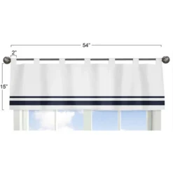 Sweet Jojo Designs Window Valance Treatment 54in. Hotel White And Blue -Kids House GUEST 5ed0fea0 20b4 4081 8e4a 472b73de489d