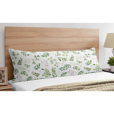 Sweet Jojo Designs Girl Body Pillow Cover (Pillow Not Included) 54in.x20in. Botanical Leaf Green And White 3 Sweet Jojo Designs Girl Body Pillow Cover (Pillow Not Included) 54in.x20in. Botanical Leaf Green And White
