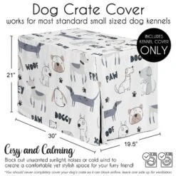 Sweet Jojo Designs Gender Neutral Unisex Dog Crate Kennel Cover 30in. Cartoon Puppy Grey Blue And White -Kids House GUEST 60961ada f2ae 43d5 ad33 1cc14bf4a284