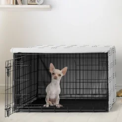 Sweet Jojo Designs Dog Crate Kennel Cover 24in. Boho Hatch White And Black