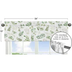 Sweet Jojo Designs Girl Window Valance Treatment 54in. Botanical Green And White