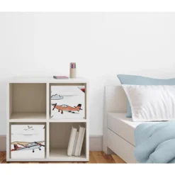 Sweet Jojo Designs Boy Set Of 2 Kids' Decorative Fabric Storage Bins Airplane Red Blue And Grey