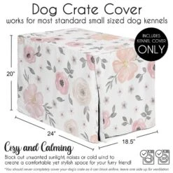 Sweet Jojo Designs Dog Crate Kennel Cover 24in. Watercolor Floral Pink And Grey -Kids House GUEST 637e7e69 6585 4855 97b8 7cb59822b77c