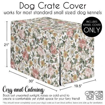 Sweet Jojo Designs Girl Dog Crate Kennel Cover 30in. Vintage Floral Pink Green And Yellow 6 Sweet Jojo Designs Girl Dog Crate Kennel Cover 30in. Vintage Floral Pink Green And Yellow - Image 4