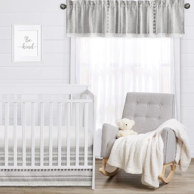 Sweet Jojo Designs Window Valance Treatment 54in. Boho Geometric Jacquard Ivory Black White 4 Sweet Jojo Designs Window Valance Treatment 54in. Boho Geometric Jacquard Ivory Black White - Image 2