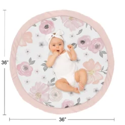 Sweet Jojo Designs Girl Baby Tummy Time Playmat Watercolor Floral Pink Grey And White -Kids House GUEST 6a0e9ef7 2b29 48bb 841c fd6e8696d4b6