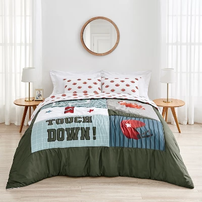 Sweet Jojo Designs Boy Full/Queen Comforter Bedding Set Football Green Brown And Red 3pc 3 Sweet Jojo Designs Boy Full/Queen Comforter Bedding Set Football Green Brown And Red 3pc