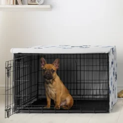 Sweet Jojo Designs Dog Crate Kennel Cover 30in. Paw And Bone Navy Blue And White
