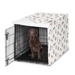 Sweet Jojo Designs Dog Crate Kennel Cover 42in. Paw And Bone Brown Grey And Taupe -Kids House GUEST 6e1f6661 a6e3 4677 8883 facad8fbd5be