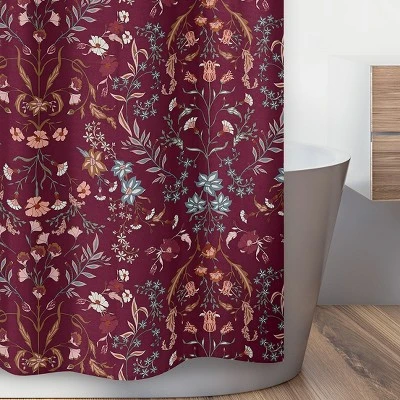 Sweet Jojo Designs Shower Curtain 72in.x72in. Boho Floral Wildflower Red Orange And Blue 4 Sweet Jojo Designs Shower Curtain 72in.x72in. Boho Floral Wildflower Red Orange And Blue - Image 2