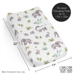 Sweet Jojo Designs Gender Neutral Unisex Changing Pad Sheet Watercolor Elephants Grey Green And Blue -Kids House GUEST 7132611e 5562 4b05 8eb3 50d447539360