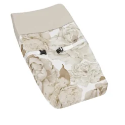 Sweet Jojo Designs Girl Changing Pad Cover Peony Floral Garden Taupe And Ivory -Kids House GUEST 713401e7 602e 4ab7 b8b3 9902c1c0e6e0
