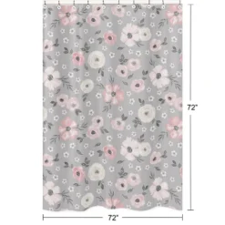 Sweet Jojo Designs Shower Curtain 72in.x72in. Watercolor Floral Grey Pink 9 Sweet Jojo Designs Shower Curtain 72in.x72in. Watercolor Floral Grey Pink -Kids House GUEST 7461e991 9599 4181 88a0 ebb38a61d43a