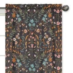 Sweet Jojo Designs Girl Window Curtain Panels 84in. Boho Floral Wildflower Black Orange And Blue -Kids House GUEST 74b47f3f 44a0 427d 8314 21f736378b65