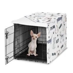 Sweet Jojo Designs Gender Neutral Unisex Dog Crate Kennel Cover 24in. Cartoon Puppy Grey Blue And White -Kids House GUEST 7524ebe1 bc3e 4085 822b bb55aa1cff96