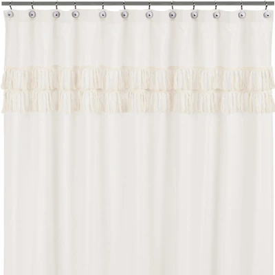 Sweet Jojo Designs Shower Curtain 72in.x72in. Boho Fringe Ivory 5 Sweet Jojo Designs Shower Curtain 72in.x72in. Boho Fringe Ivory - Image 3