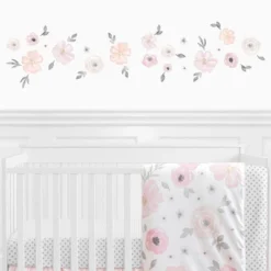 Sweet Jojo Designs Girl Wall Decal Stickers Art Nursery Décor Watercolor Floral Pink And Grey 4pc -Kids House GUEST 78ecc0c3 dc38 4dd7 8966 8192ea18c32f