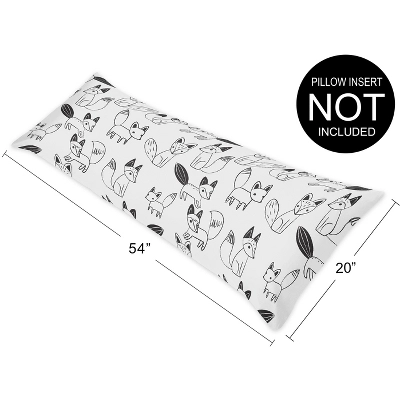 Sweet Jojo Designs Body Pillow Cover (Pillow Not Included) 54in.x20in. Fox Black And White 5 Sweet Jojo Designs Body Pillow Cover (Pillow Not Included) 54in.x20in. Fox Black And White - Image 3