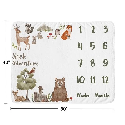 Sweet Jojo Designs Boy Girl Gender Neutral Unisex Baby Milestone Blanket Watercolor Woodland Forest Animals Multicolor 4 Sweet Jojo Designs Boy Girl Gender Neutral Unisex Baby Milestone Blanket Watercolor Woodland Forest Animals Multicolor - Image 2