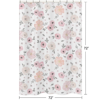 Sweet Jojo Designs Shower Curtain 72in.x72in. Watercolor Floral Pink And Grey 6 Sweet Jojo Designs Shower Curtain 72in.x72in. Watercolor Floral Pink And Grey - Image 4