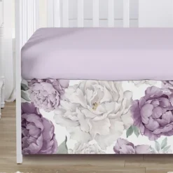 Sweet Jojo Designs Girl Baby Crib Bed Skirt Peony Floral Garden Purple And Ivory -Kids House GUEST 7bf42779 33a8 4744 b038 049a4aefa79b