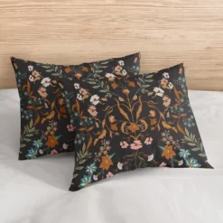Sweet Jojo Designs Girl Full/Queen Comforter Bedding Set Boho Floral Wildflower Black Orange Green Blue 3pc -Kids House GUEST 7c73178c 12da 43d0 9f53 42181de46c76