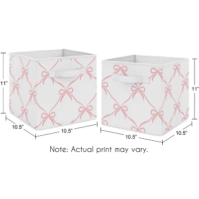 Sweet Jojo Designs Girl Fabric Storage Bins Set Ballerina And Ballet Bows Pink And White 4 Sweet Jojo Designs Girl Fabric Storage Bins Set Ballerina And Ballet Bows Pink And White - Image 2