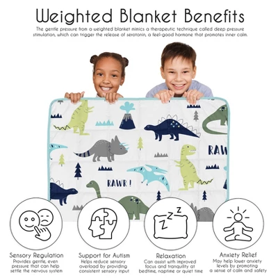 Sweet Jojo Designs Boy Toddler Weighted Blanket 5lbs. For Kids Mod Dinosaur Blue And Green 6 Sweet Jojo Designs Boy Toddler Weighted Blanket 5lbs. For Kids Mod Dinosaur Blue And Green - Image 4