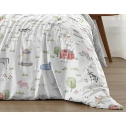 Sweet Jojo Designs Full/Queen Comforter Bedding Set Farm Animals Multicolor 3 Pc -Kids House GUEST 7e262181 b26a 47bf 852e 17952881d009